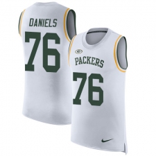 Men's Nike Green Bay Packers #76 Mike Daniels Limited White Rush Player Name & Number Tank Top NFL Jersey