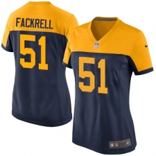 Women's Nike Green Bay Packers #51 Kyler Fackrell Elite Navy Blue Alternate NFL Jersey