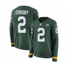Women's Nike Green Bay Packers #2 Mason Crosby Limited Green Therma Long Sleeve NFL Jersey
