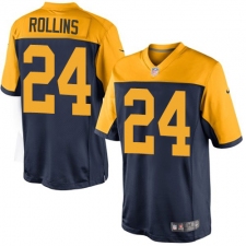 Youth Nike Green Bay Packers #24 Quinten Rollins Elite Navy Blue Alternate NFL Jersey
