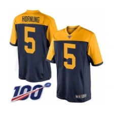 Men's Green Bay Packers #5 Paul Hornung Limited Navy Blue Alternate 100th Season Football Jersey