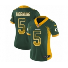Women's Nike Green Bay Packers #5 Paul Hornung Limited Green Rush Drift Fashion NFL Jersey