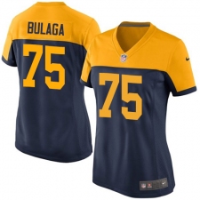Women's Nike Green Bay Packers #75 Bryan Bulaga Elite Navy Blue Alternate NFL Jersey