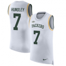 Men's Nike Green Bay Packers #7 Brett Hundley Limited White Rush Player Name & Number Tank Top NFL Jersey