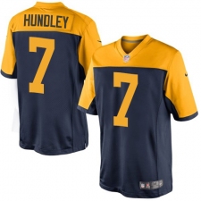 Youth Nike Green Bay Packers #7 Brett Hundley Elite Navy Blue Alternate NFL Jersey
