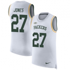 Men's Nike Green Bay Packers #27 Josh Jones Limited White Rush Player Name & Number Tank Top NFL Jersey