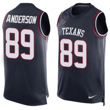 Men's Nike Houston Texans #89 Stephen Anderson Limited Navy Blue Player Name & Number Tank Top NFL Jersey