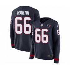 Women's Nike Houston Texans #66 Nick Martin Limited Navy Blue Therma Long Sleeve NFL Jersey
