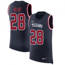 Men's Nike Houston Texans #28 Alfred Blue Limited Navy Blue Rush Player Name & Number Tank Top NFL Jersey