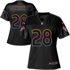 Women's Nike Houston Texans #28 Alfred Blue Game Black Fashion NFL Jersey