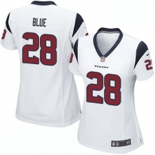 Women's Nike Houston Texans #28 Alfred Blue Game White NFL Jersey