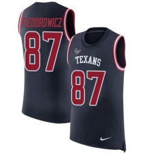 Men's Nike Houston Texans #87 C.J. Fiedorowicz Limited Navy Blue Rush Player Name & Number Tank Top NFL Jersey
