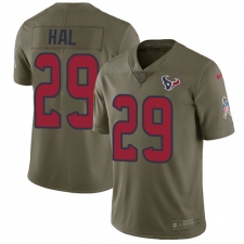 Youth Nike Houston Texans #29 Andre Hal Limited Olive 2017 Salute to Service NFL Jersey