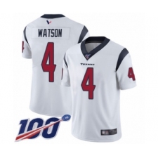 Men's Nike Houston Texans #4 Deshaun Watson White Vapor Untouchable Limited Player 100th Season NFL Jersey
