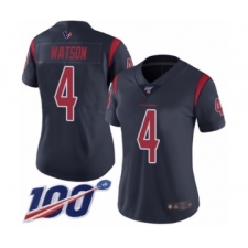 Women's Nike Houston Texans #4 Deshaun Watson Limited Navy Blue Rush Vapor Untouchable 100th Season NFL Jersey