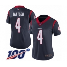 Women's Nike Houston Texans #4 Deshaun Watson Navy Blue Team Color Vapor Untouchable Limited Player 100th Season NFL Jersey