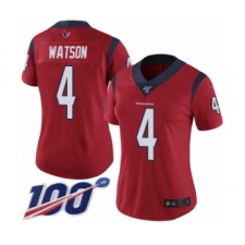 Women's Nike Houston Texans #4 Deshaun Watson Red Alternate Vapor Untouchable Limited Player 100th Season NFL Jersey