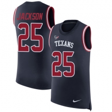 Men's Nike Houston Texans #25 Kareem Jackson Limited Navy Blue Rush Player Name & Number Tank Top NFL Jersey