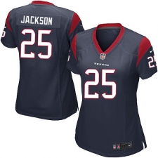 Women's Nike Houston Texans #25 Kareem Jackson Game Navy Blue Team Color NFL Jersey