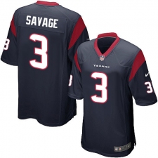 Men's Nike Houston Texans #3 Tom Savage Game Navy Blue Team Color NFL Jersey