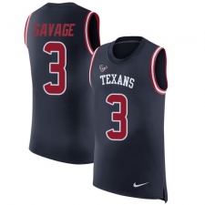 Men's Nike Houston Texans #3 Tom Savage Limited Navy Blue Rush Player Name & Number Tank Top NFL Jersey