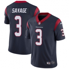 Men's Nike Houston Texans #3 Tom Savage Limited Navy Blue Team Color Vapor Untouchable NFL Jersey