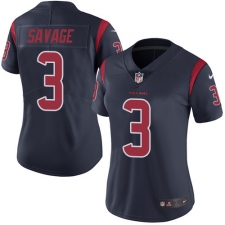 Women's Nike Houston Texans #3 Tom Savage Elite Navy Blue Rush Vapor Untouchable NFL Jersey
