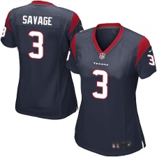 Women's Nike Houston Texans #3 Tom Savage Game Navy Blue Team Color NFL Jersey