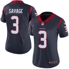 Women's Nike Houston Texans #3 Tom Savage Limited Navy Blue Team Color Vapor Untouchable NFL Jersey