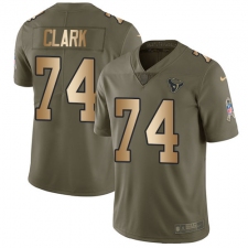 Men's Nike Houston Texans #74 Chris Clark Limited Olive/Gold 2017 Salute to Service NFL Jersey