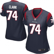 Women's Nike Houston Texans #74 Chris Clark Game Navy Blue Team Color NFL Jersey