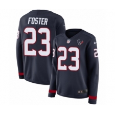 Women's Nike Houston Texans #23 Arian Foster Limited Navy Blue Therma Long Sleeve NFL Jersey
