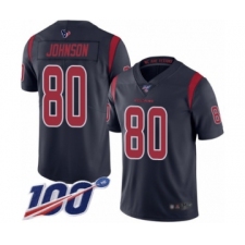 Men's Houston Texans #80 Andre Johnson Limited Navy Blue Rush Vapor Untouchable 100th Season Football Jersey
