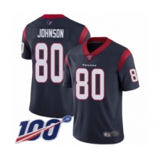 Men's Houston Texans #80 Andre Johnson Navy Blue Team Color Vapor Untouchable Limited Player 100th Season Football Jersey