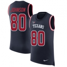 Men's Nike Houston Texans #80 Andre Johnson Limited Navy Blue Rush Player Name & Number Tank Top NFL Jersey