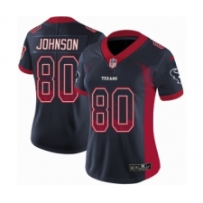 Women's Nike Houston Texans #80 Andre Johnson Limited Navy Blue Rush Drift Fashion NFL Jersey