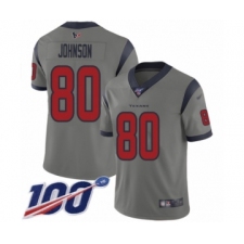Youth Houston Texans #80 Andre Johnson Limited Gray Inverted Legend 100th Season Football Jersey