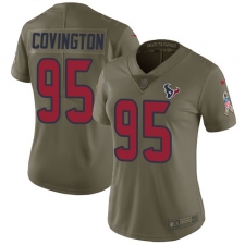 Women's Nike Houston Texans #95 Christian Covington Limited Olive 2017 Salute to Service NFL Jersey