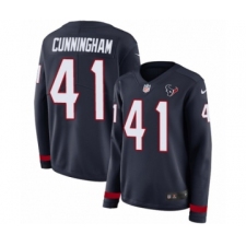 Women's Nike Houston Texans #41 Zach Cunningham Limited Navy Blue Therma Long Sleeve NFL Jersey