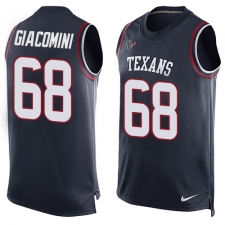 Men's Nike Houston Texans #68 Breno Giacomini Limited Navy Blue Player Name & Number Tank Top NFL Jersey