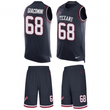 Men's Nike Houston Texans #68 Breno Giacomini Limited Navy Blue Tank Top Suit NFL Jersey