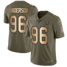 Youth Nike Indianapolis Colts #96 Henry Anderson Limited Olive/Gold 2017 Salute to Service NFL Jersey