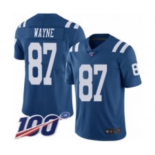 Men's Indianapolis Colts #87 Reggie Wayne Limited Royal Blue Rush Vapor Untouchable 100th Season Football Jersey