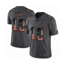 Men's Indianapolis Colts #12 Andrew Luck Limited Black USA Flag 2019 Salute To Service Football Jersey