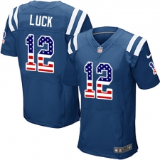 Men's Nike Indianapolis Colts #12 Andrew Luck Elite Royal Blue Home USA Flag Fashion NFL Jersey