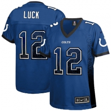 Women's Nike Indianapolis Colts #12 Andrew Luck Elite Royal Blue Drift Fashion NFL Jersey