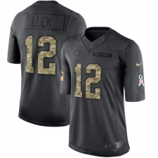 Youth Nike Indianapolis Colts #12 Andrew Luck Limited Black 2016 Salute to Service NFL Jersey