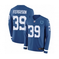 Men's Nike Indianapolis Colts #39 Josh Ferguson Limited Blue Therma Long Sleeve NFL Jersey