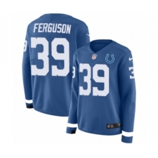 Women's Nike Indianapolis Colts #39 Josh Ferguson Limited Blue Therma Long Sleeve NFL Jersey