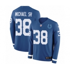 Men's Nike Indianapolis Colts #38 Christine Michael Sr Limited Blue Therma Long Sleeve NFL Jersey